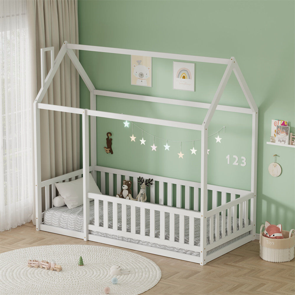 FurnitureHMD Single (3') Toddler Beds House Beds White