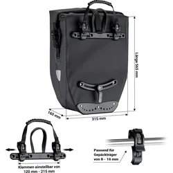 Wiltec, Velotasche, (25 l, Gepäckträgertasche)