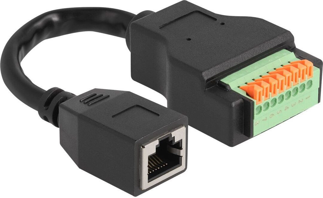 Delock RJ45-kabel Cat.5e adapter naar klemmenblok met drukknop, S/UTP, 15 cm, zwart