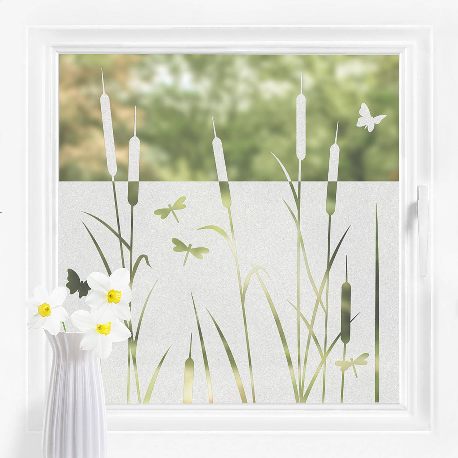 home24 Raamfolie Boury Wit Polyetheen 120 x 80 cm