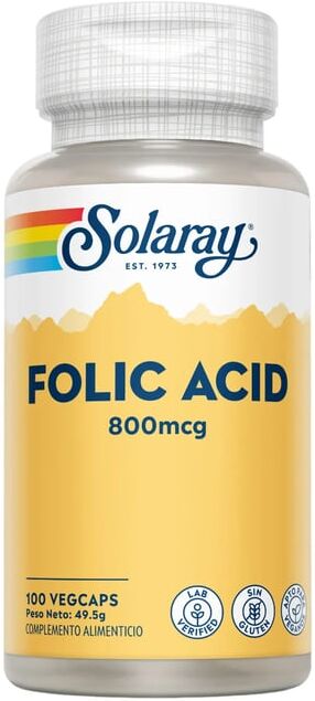 Solaray ÁCIDO FÓLICO 800mcg 100 Cápsulas vegetales