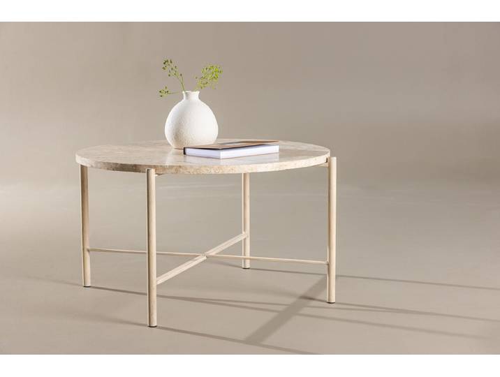 Couchtisch-Beistelltisch Sandelo - mit Tischplatte aus Stein - Ø 70 cm - Luxusbetten24