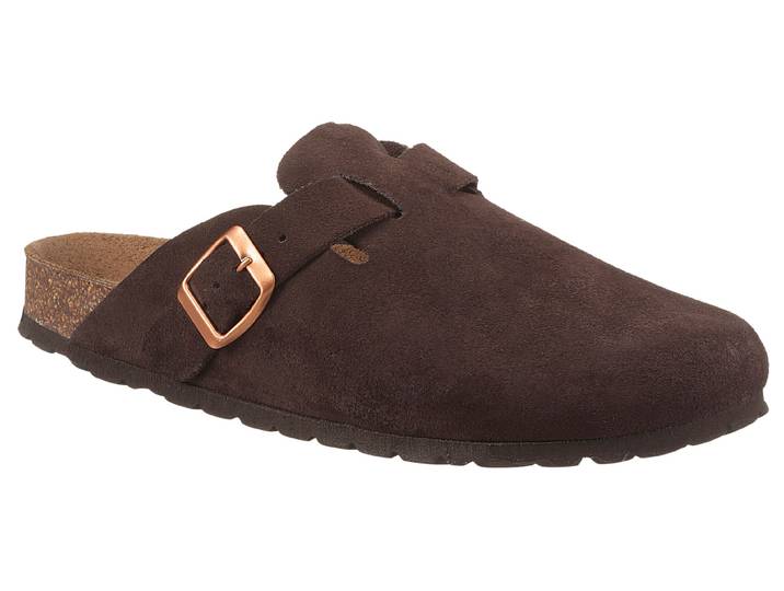 Clog ANISTON SHOES, Damen, Gr. 42, braun (dunkelbraun), Veloursleder, unifarben, Schuhe Clog, Hausschuh, Sommerschuh, mit ergonomischem Fußbett