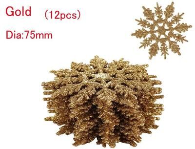 Uplift Treasures Glitter Snowflake Christmas Bauble Ornament Set 12pcs gold 75mm