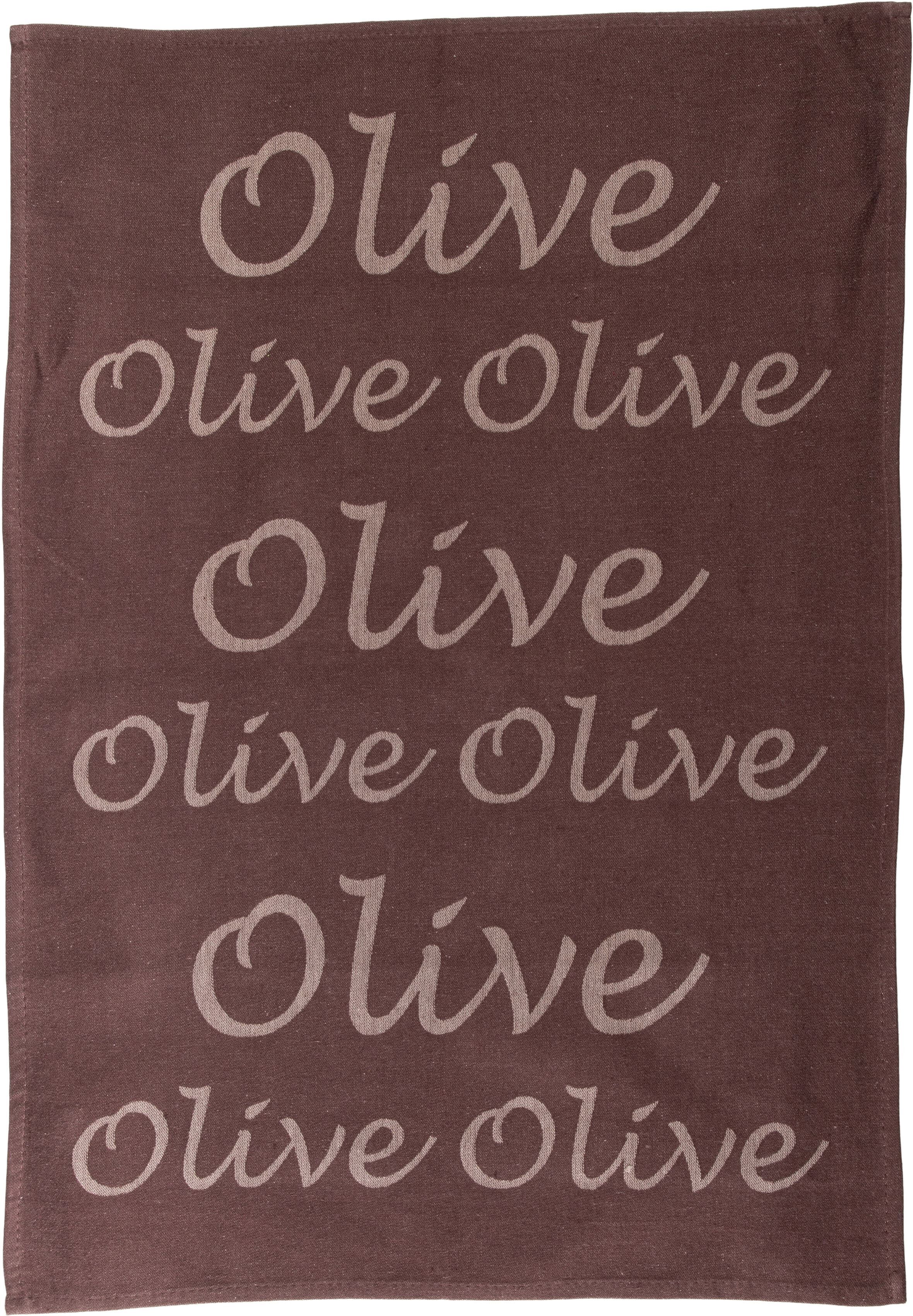 Geschirrtuch STUCO "Olive", braun (braun, natur), B:50cm L:70cm, 100% Baumwolle, Geschirrtücher, Geschirrtuch, Jacquardgewebe braun, natur 3 Stk., 100 % Baumwolle
