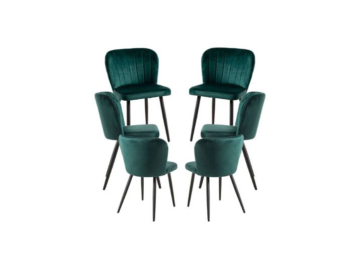 6er Set Luk Samt Stühle - Vert