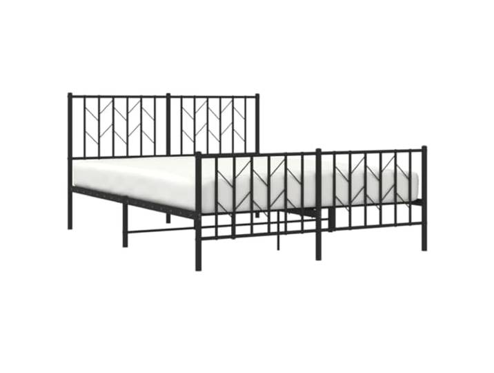 KTHLBRH Bettgestell aus schwarzem Stahl, 135 x 190 cm, mit Kopfteil Bettgestell aus Metall, Unterteil für Stauraum, Lattenrost inklusive, für Gäste