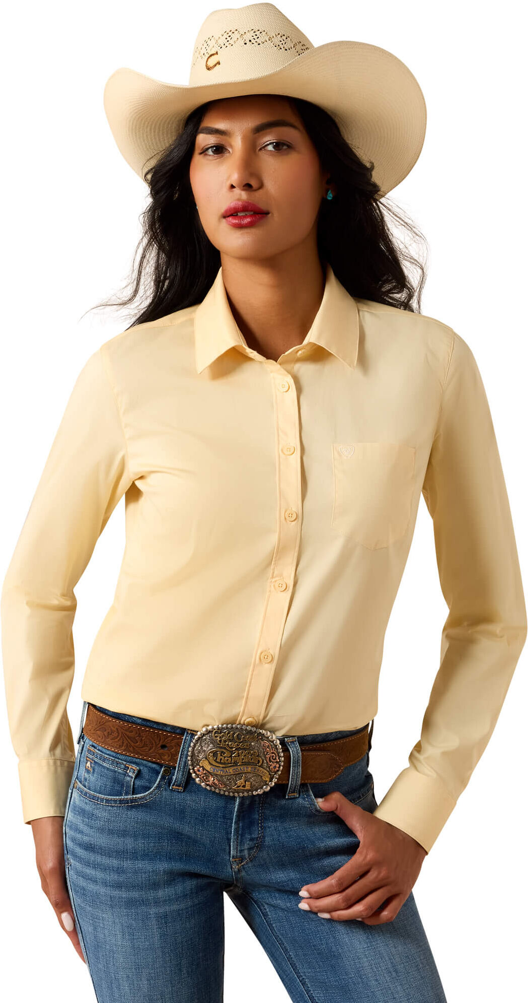 Women's Kirby Stretch Shirt in Cornhusk, Size: Medium by Ariat