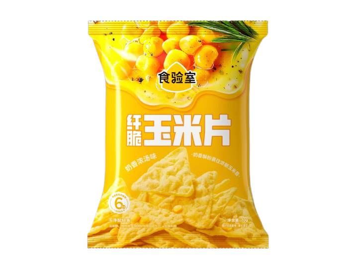 Shiyanshi Chips de Maïs Croustillantes, Saveur Soupe Crémeuse 70 g