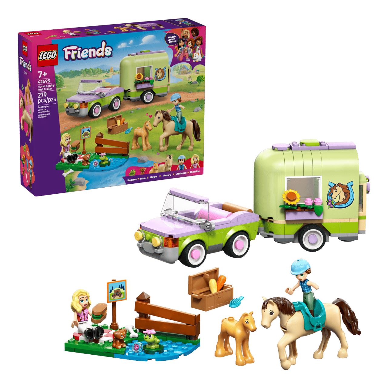 LEGO Friends 42695 Pferd und Fohlen mit Pferdeanhänger
