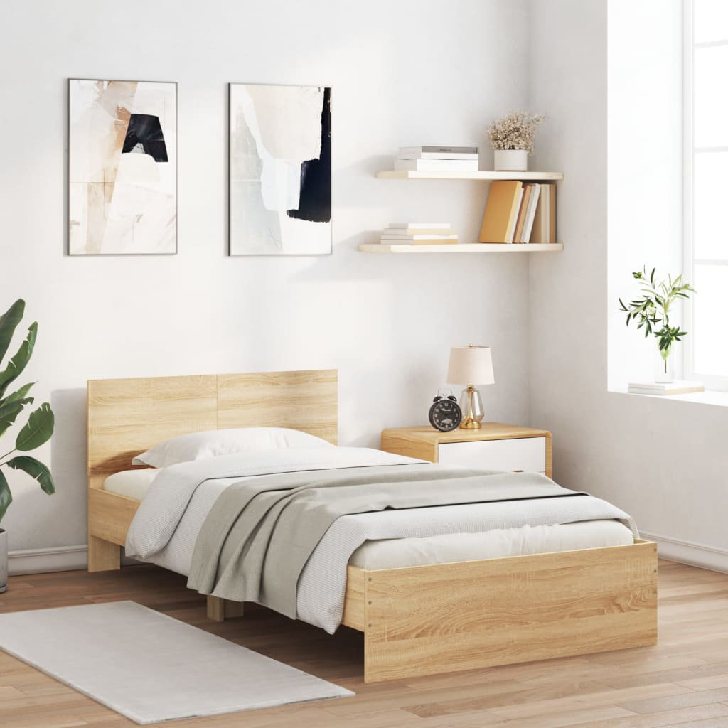 17 Stories Nyleen Bed Sonoma Oak EU Single (3'4)