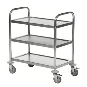 Kongamek Servierwagen KM60351, silber, aus Edelstahl, 3 Etagen, mit Feststellbremse, 40 x 81 x 71cm