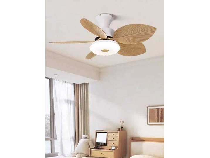 Ventilateurs de plafond LED modernes et minimalistes, art fort vent avec feuilles de palmier, lampes créatives pour la décoration de restaurant et de maison, lustres