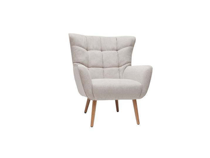 Sessel im gemustertem Samtdesign beige Holzfüße AVERY