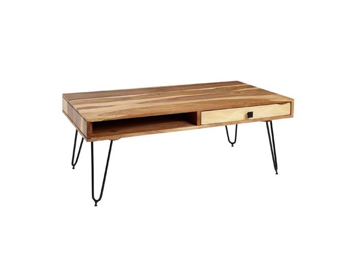 moebelfaktor Couchtisch Agdenes, Massivholz, Breite 110 cm, mit 2 Fächern, Wohnzimmertisch, Industrial