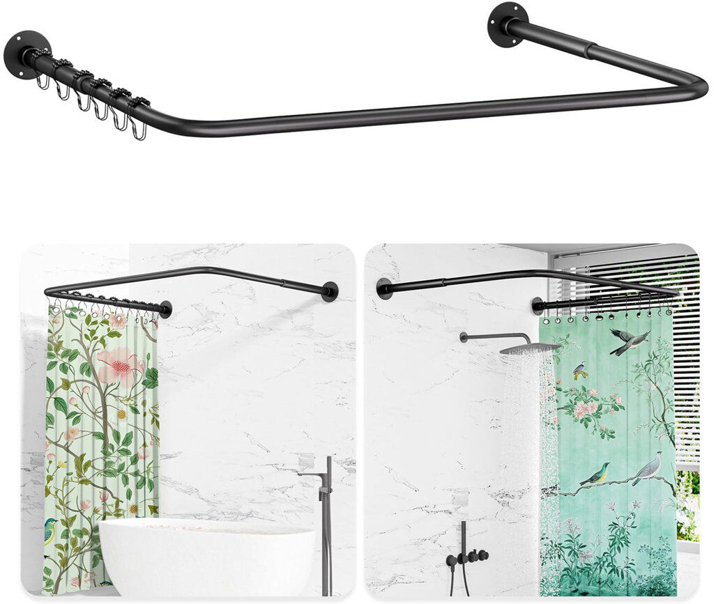 Symple Stuff 78cm L-Shaped Mounting / Installation Required Shower Curtain Pole Stainless Steel 78cm W