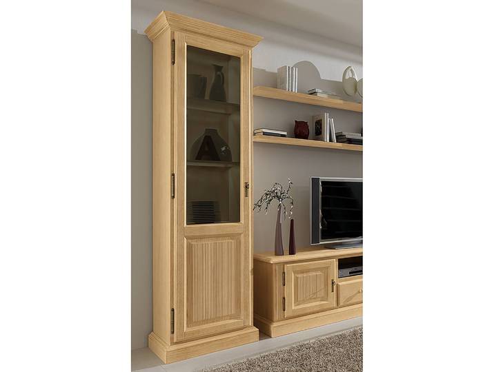 Standvitrine 65 x 217 x 47cm ohne Beleuchtung Beige