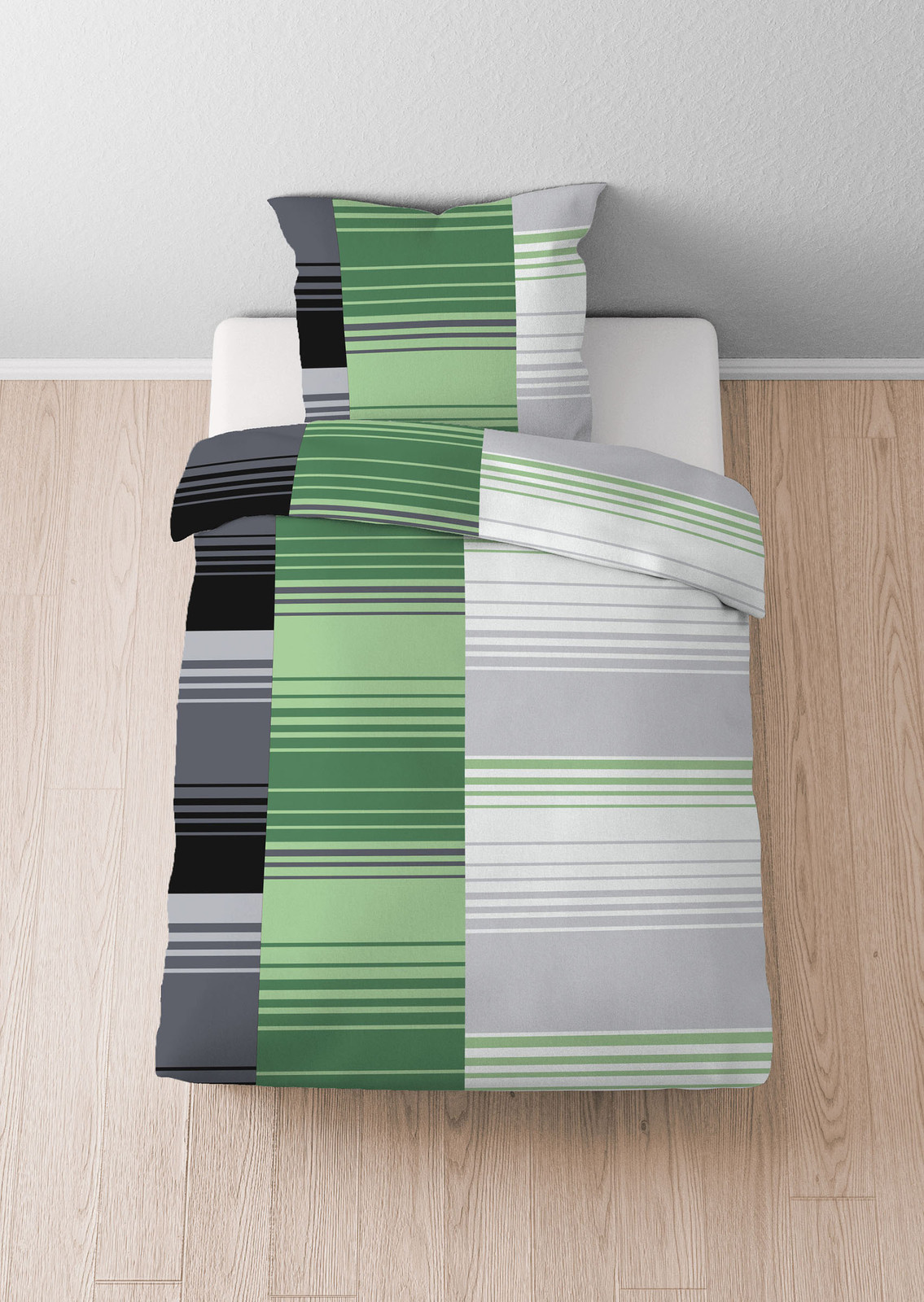 home24 Seersucker beddengoed Ruit grijs met dekbedovertrek en kussensloop, Breedte: 155 cm, Lengte: 220 cm, Kussensloop: 80 x 80 cm