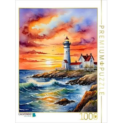 CALVENDO Puzzle Leuchtturm in der Abendsonne | 1000 Teile Lege-Größe 64x48cm Foto-Puzzle für glückliche Stunden