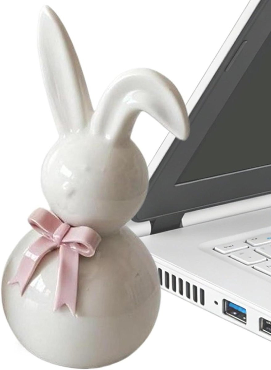 Paashaas Decoratie Keramiek Figuur Roze Hoogte: 15 cm