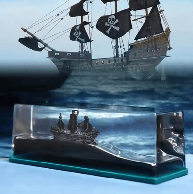 Inspire Picks Black Pearl Liquid Motion Ship Bottle Floating Titanic Desk Decor Ornament black Pearl