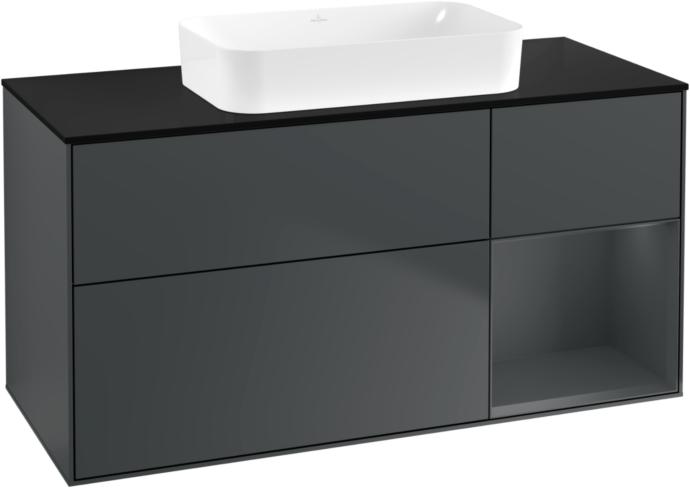 Villeroy und Boch Finion Waschtischunterschrank F712HGHG 120x60,3x50,1cm, Regal rechts Midnight Blue Matt Lacquer, Midnight Blue Matt Lacquer