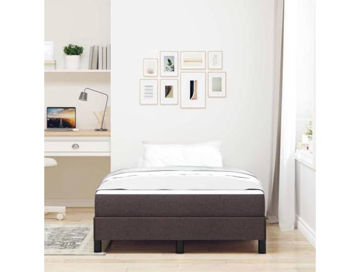 KTHLBRH Boxspringbett mit Matratze Dunkelbraun 120 x 200 cm Boxspring mit atmungsaktivem Stoff, Gestell aus Holz, Lattenrost, maximale Belastung 280 kg