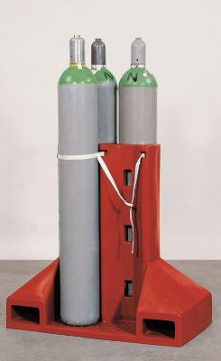 Gasflaschen-Transportgestell, Polyethylen, B 1120 x T 600 x H 1100 mm, bis 320 kg, 4 Flaschen Ø 230 mm, mit Staplertaschen