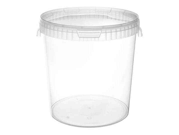 Garronda Eimer mit Deckel 30 L für die Lagerung von Lebensmittel- und Chemischen Produkten Transparent 50 Stück GD-0117