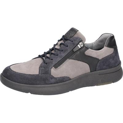 Schnürschuh WALDLÄUFER "Heiko", Herren, Gr. 8 (42), grau (blau asphalt schwarz), Leder, Schuhe Schnürschuh, Komfortschuh, Halbschuh in H-Weite
