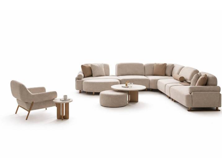 JVmoebel Ecksofa Wohnzimmer Set Modern Weiß Ecksofa U-Form Designer-Set Minimalismus, 2 Teile