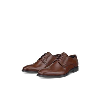 Schnürschuh ECCO "MELBOURNE", Herren, Gr. 42, Textil, braun (cognacfarben), Glattleder, Schuhe Schnürschuh, mit seitlichen Nähten, Freizeitschuh, Halbschuh, Schnürschuh