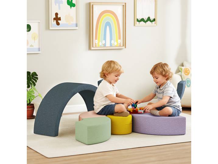 AIYAPLAY Parcours Motricité Bébé 7 Pièces Housse Lavable 107x107x30cm