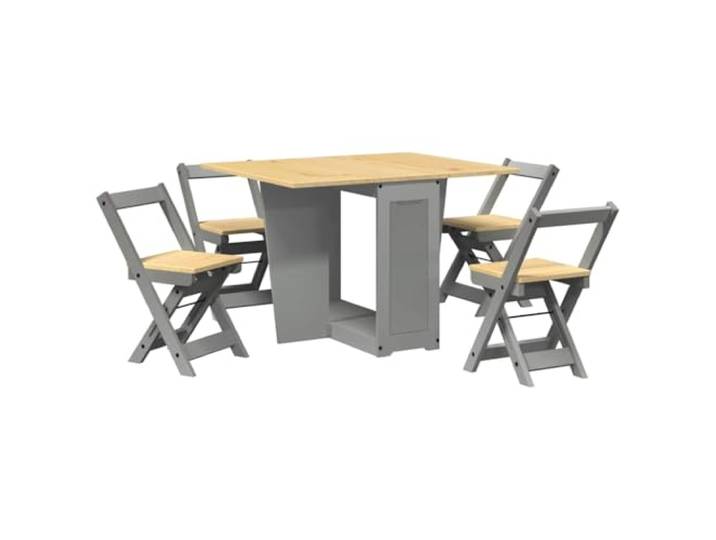 vidaXL 5-TLG. Butterfly-Esstisch-Set Corona Grau Kiefernholz