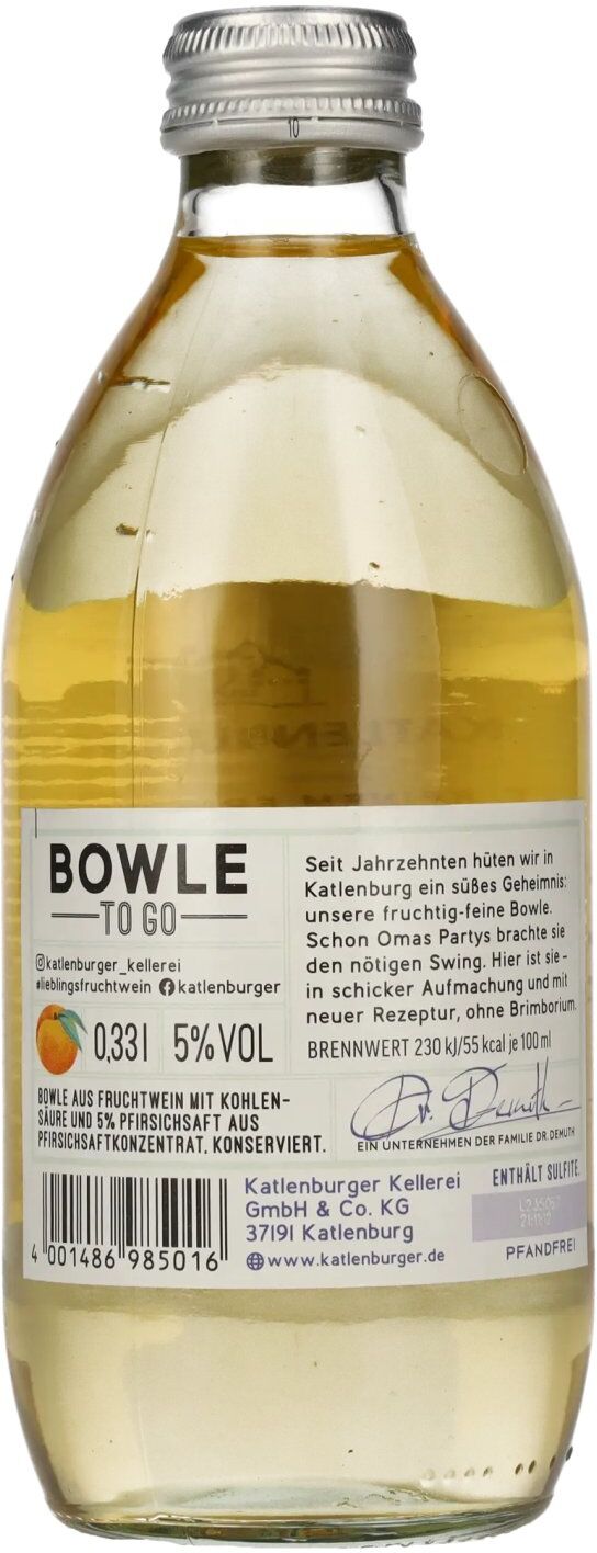 Katlenburger Bowle-To-Go Pfirsich 5% Vol. 0,33l