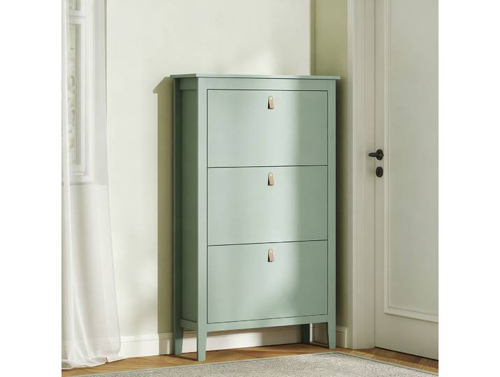 HOMCOM Armoire à Chaussures 14 Paires 3 Tiroirs Vert
