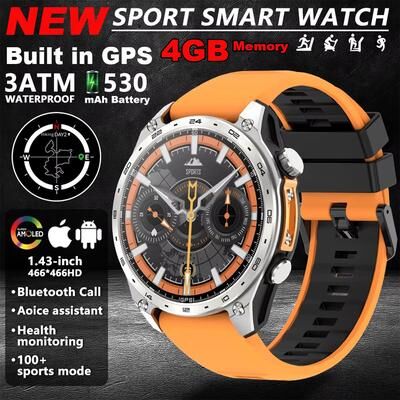 Inspire Daily Merch HD Pro GPS Smart Watch With Offline Maps, Compass & Altimeter For Outdoor Adventures orange