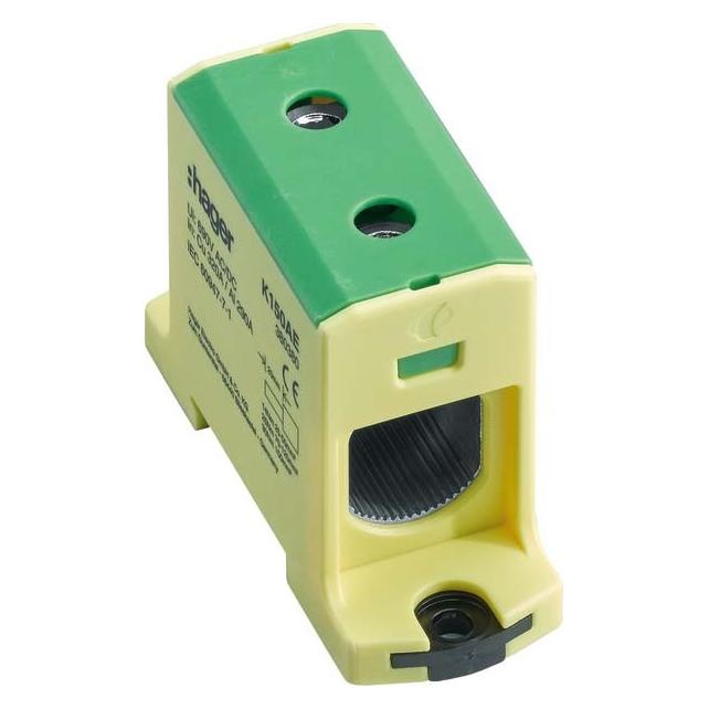 Hager HAG K150AE Anschlussklemme für Aluminium- + Kupferleitungen, 25-150 qmm, grün ge (K150AE)