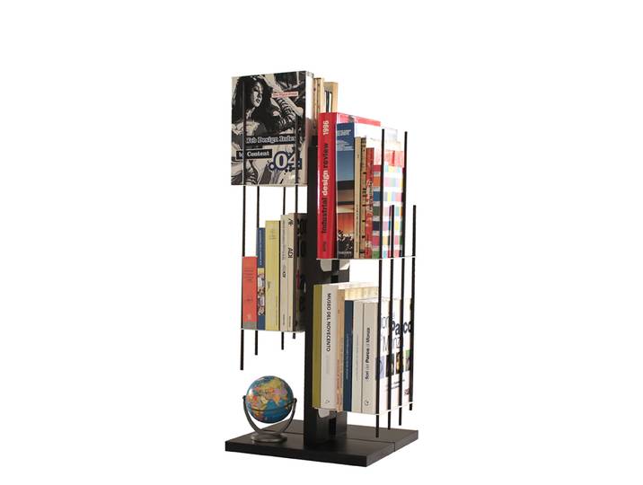 LE ZIE DI MILANO bibliothèque verticale ZIA VERONICA (H 66 cm / Noir - Hêtre massif et acier)