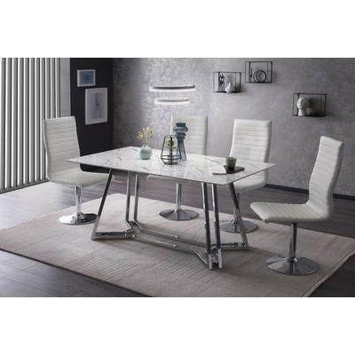 Esstisch SALESFEVER "Design Tisch für gemütliche Abende", weiß (weiß, silber, chromfarben, chromfarben, silber, weiß), B:160cm H:76cm T:90cm, Tische, Rechteckiger Esstisch Esstisch, Eleganz trifft Design in Marmoroptik