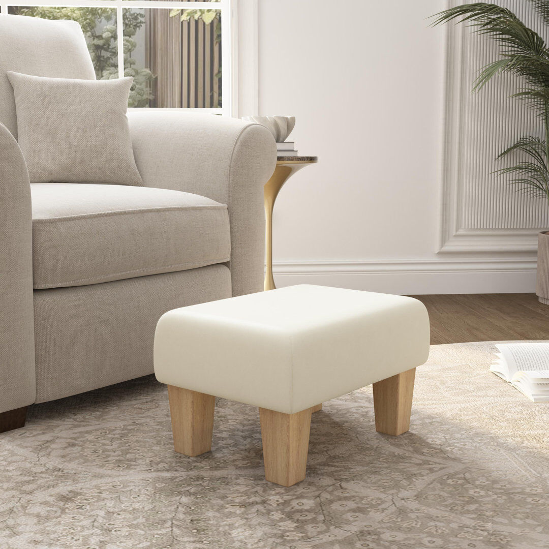 ClassicLiving Acierno Natural Wood Contemporary Leg - Faux Leather Snow White/Natural 27.5cm H X 45cm W X 45cm D