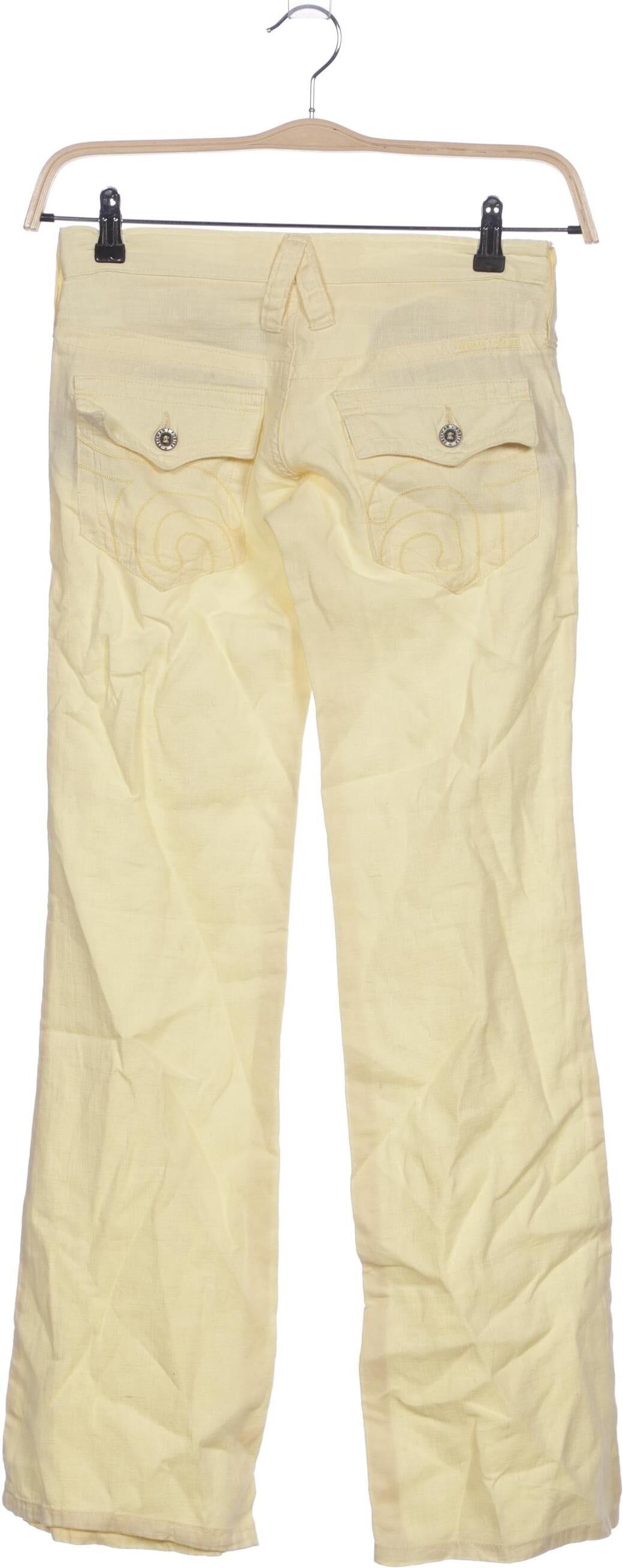 Freeman T. Porter Damen Stoffhose, Gelb, Gr. W25, Leinen - Second Hand
