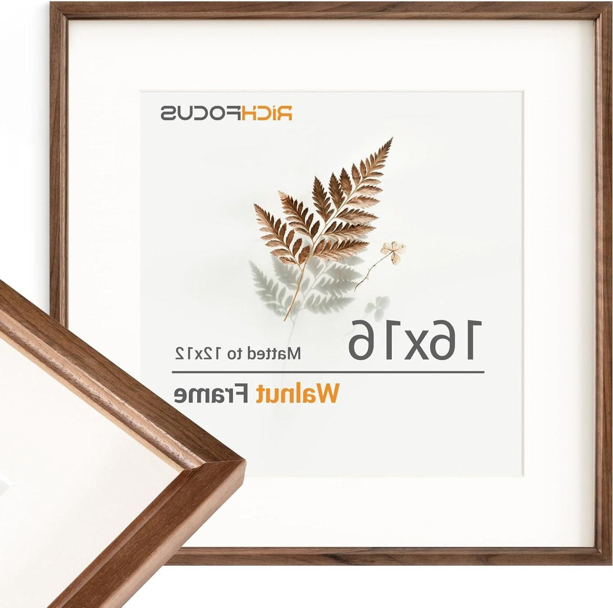 Houten Fotolijst Walnoot - Wanddecoratie van Massief Hout - 42,7 x 42,7 cm