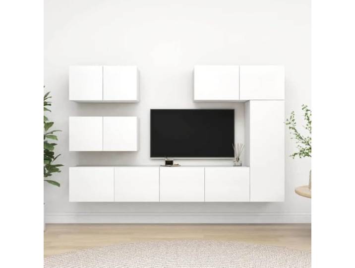 Molumvel 6-TLG. TV-Schrank-Set, Wandmontage Wohnzimmer-Möbel Holzwerkstoff Modernes Design, Großer Stauraum, Zeitlose Wandmontage, Einfache Reinigung