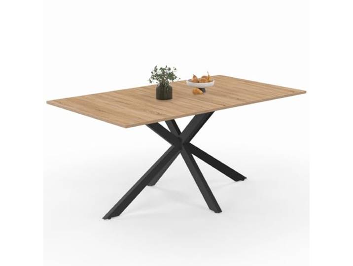 IDMarket - Rechteckiger Esstisch ALIX 8 Personen Spinnenfuß Holz und Schwarz 160 cm