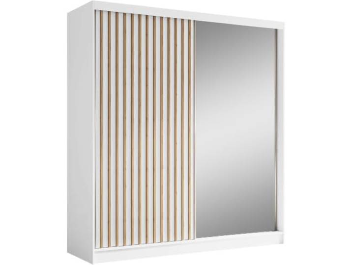 BEAUTY SOFA Schwebetürenschrank Helix II mit Spiegel, Schubladen, Kleiderstange und Regalfächern, Lamellenfront