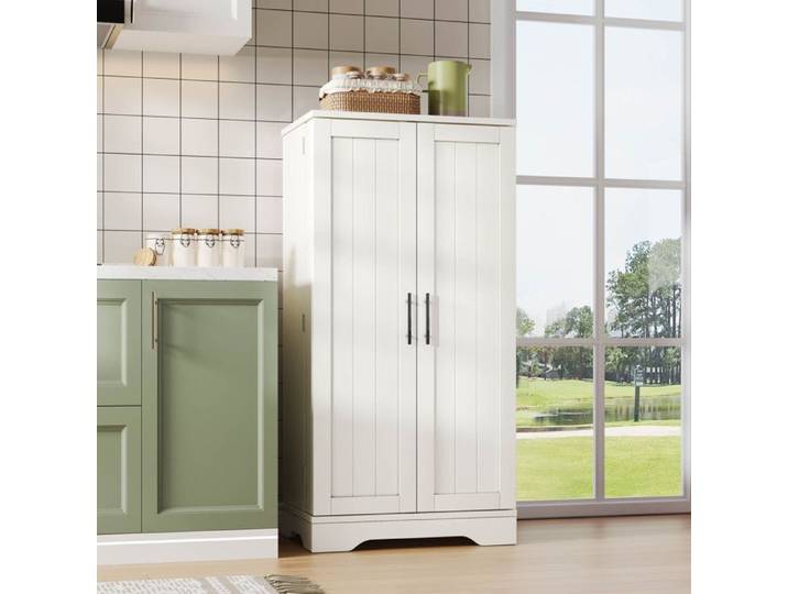 Buffet de cuisine - TANANT - 2 portes - Lampe LED intégrée - Étagères réglables - 120x60x40 cm