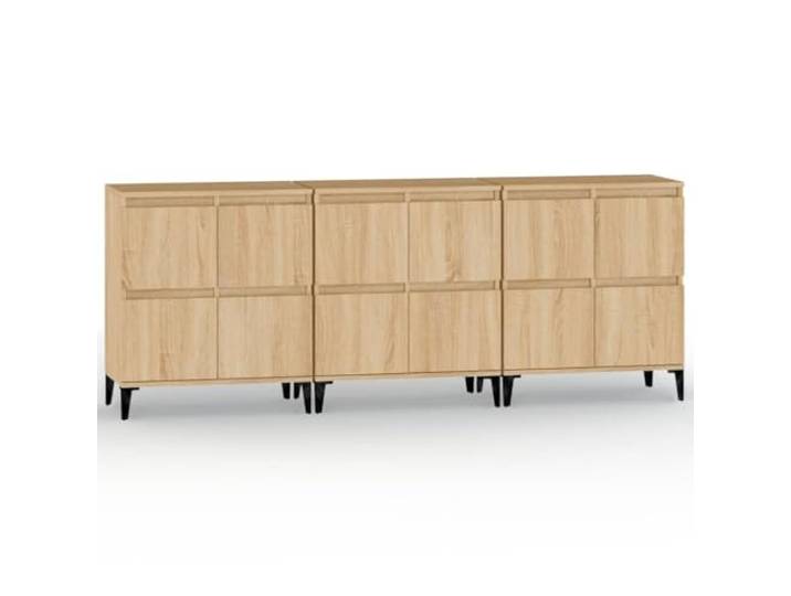 Kaorsrow 3er Set Sideboard Sonoma-Eiche 60x35x70 cm Holzwerkstoff Vielseitiges 3er Kommoden-Set in Holzoptik mit 4 Fächern für Wohnzimmer und Flur, pflegeleicht und standfest.
