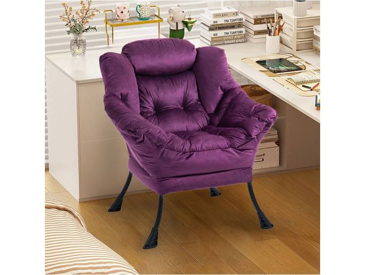 Fauteuil de relaxation avec accoudoirs structure métal housse amovible violet 81 x 65 x 95 cm ORVRYN