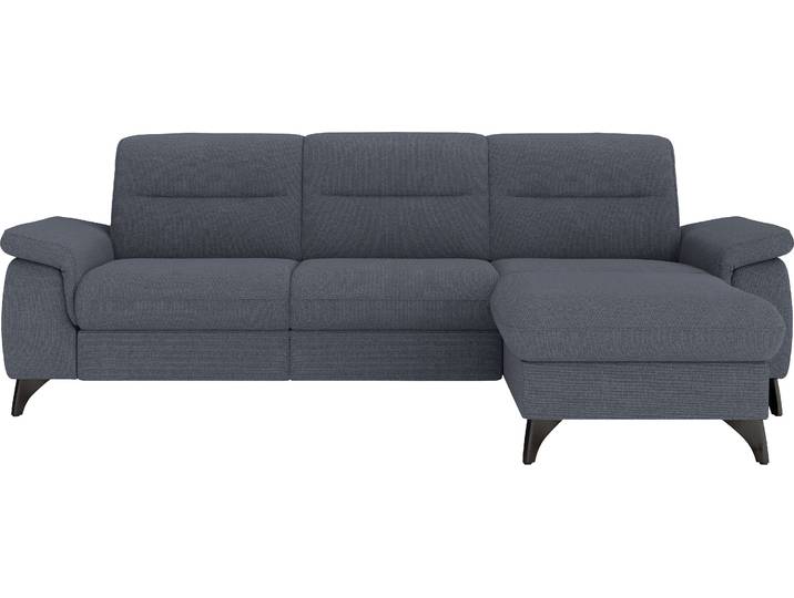 Ecksofa, Flachgewebe, Graublau 260×175 cm, Mit Motorischer Relaxfunktion, Sit & More